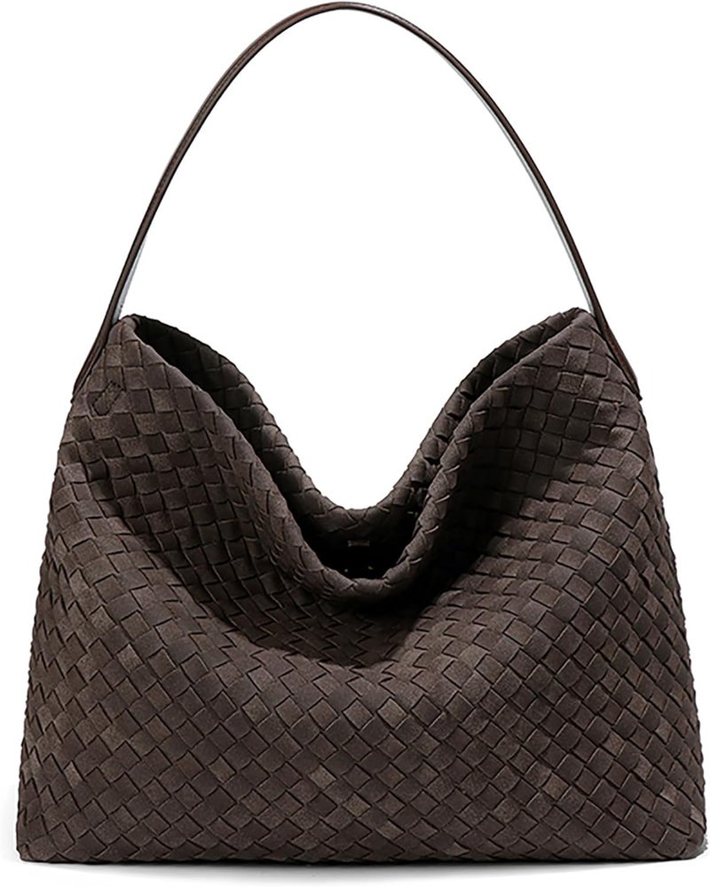 Molodo Woven Suede Shoulder Bag for Women Suede Hobo Bag Tote Elegant Handbag Satchel for Work Travel - Image 1